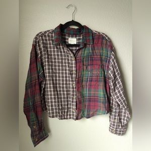 American Eagle Crop Plaid Long Sleeve